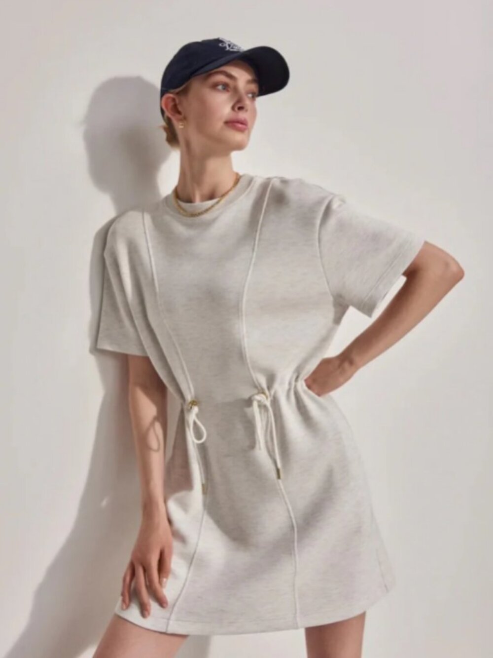 Varley Size S EUC DoubleSoft Maple Mini Dress Cream Ivory Soft Womens